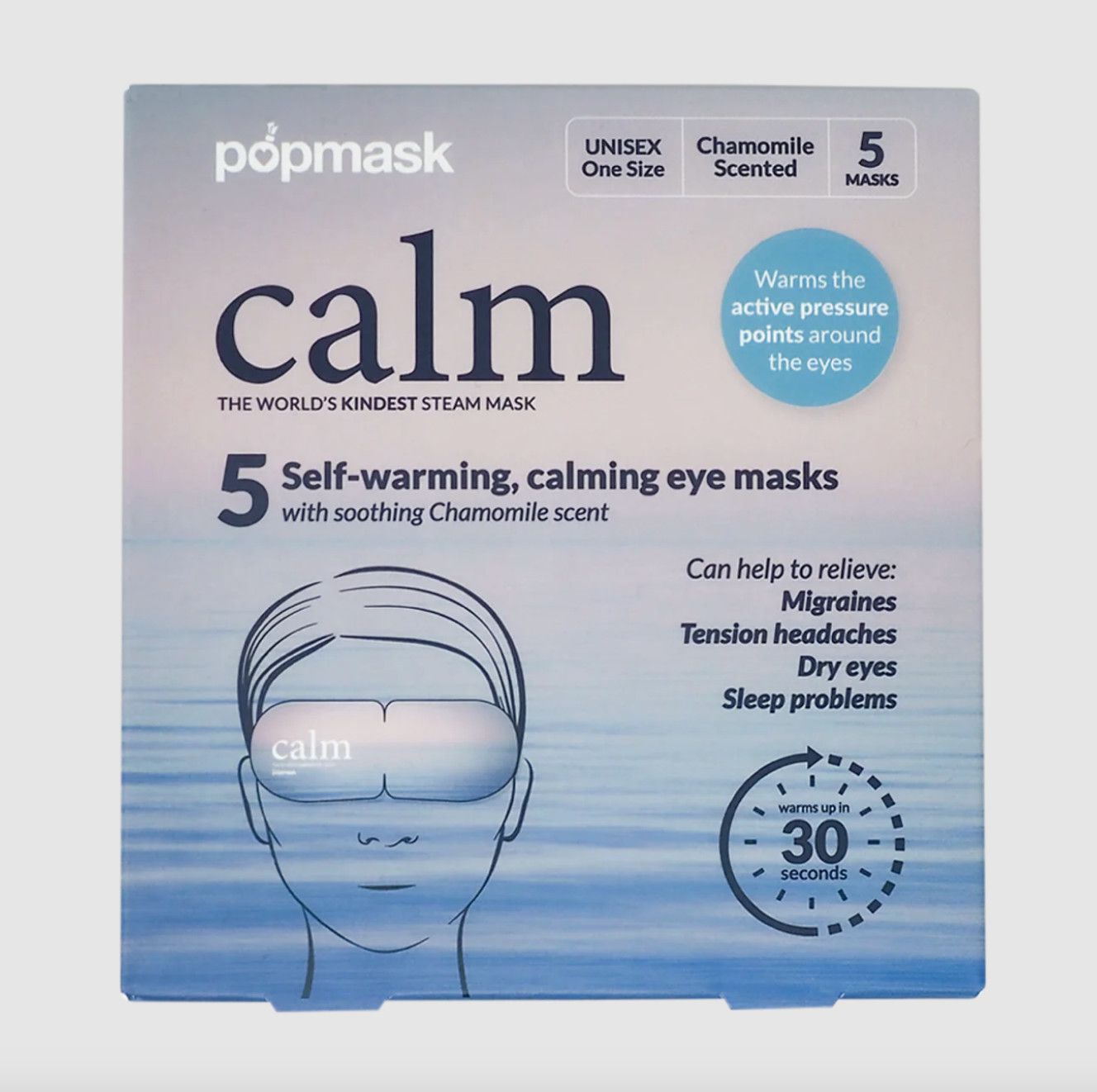 Calm Self-Warming Chamomile Scented Sleep Masks (5pk)