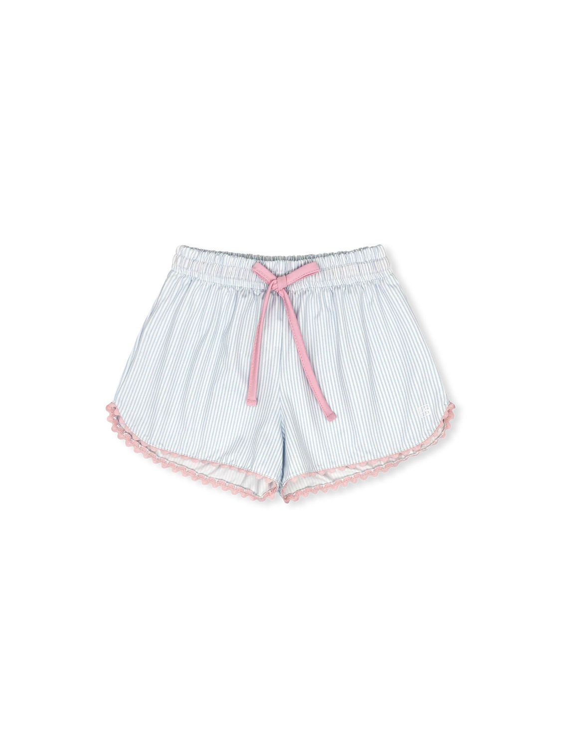 Emily Short- Cotton Candy Blue Ministripe w/ Pink Trim