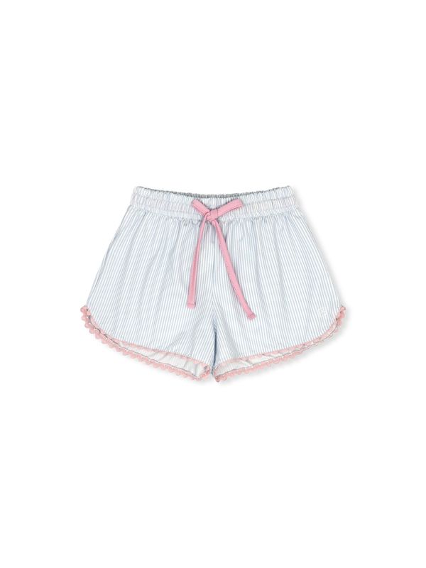 Emily Short- Cotton Candy Blue Ministripe w/ Pink Trim