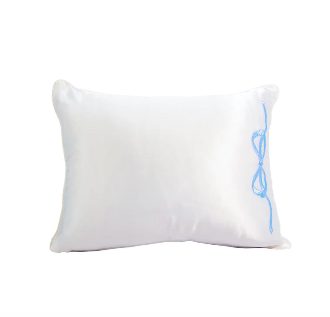 Satin Baby Pillow with Blue Bow 11&quot;x14&quot;
