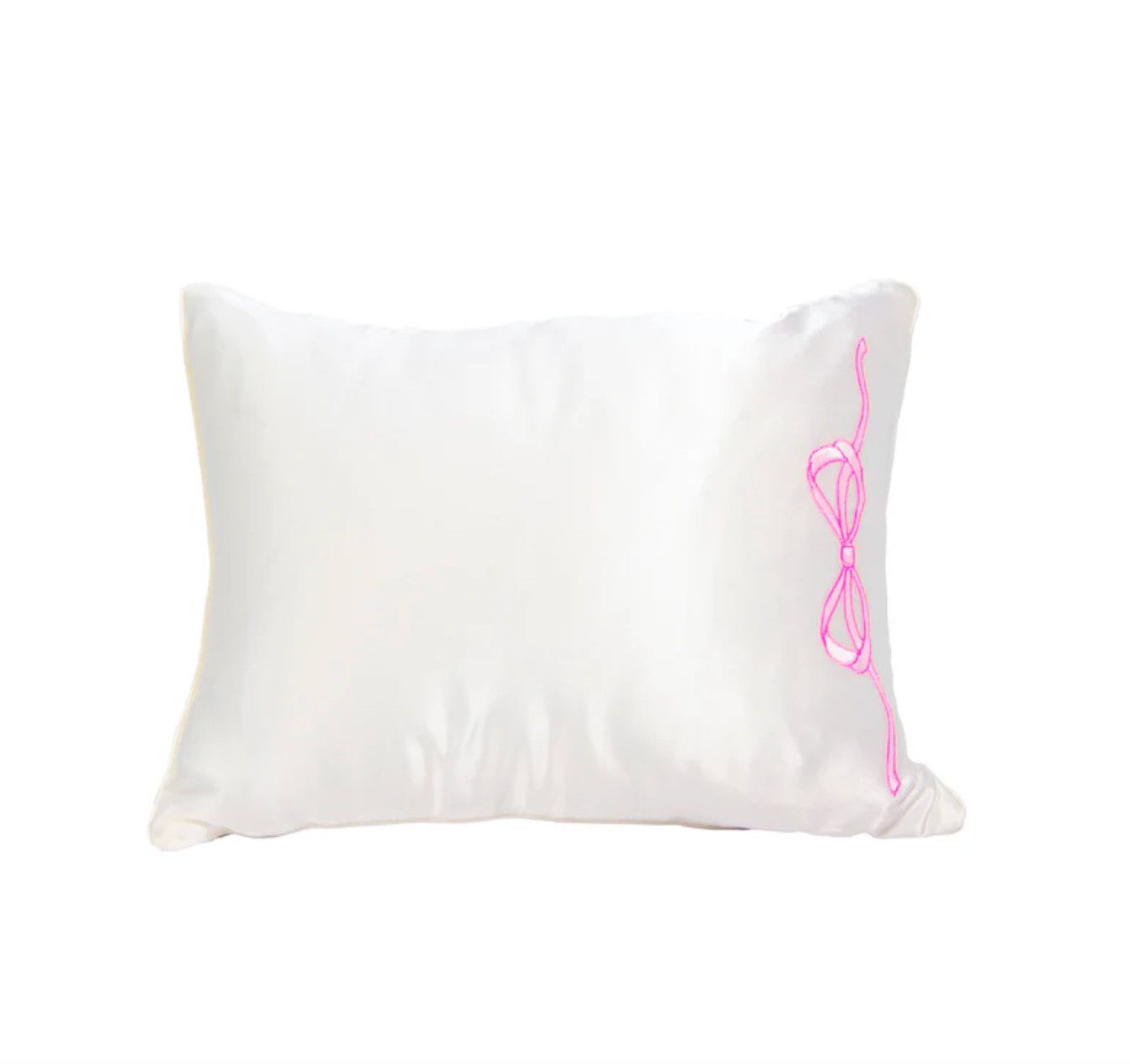 Satin Baby Pillow with Pink Bow 11&quot;x14&quot;