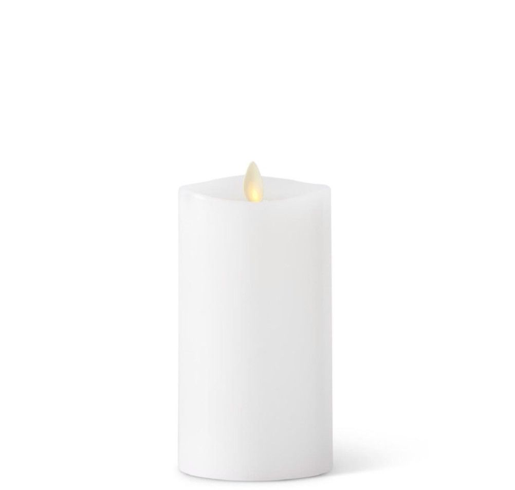 K&amp;K 7.5 Inch White Wax Indoor Pillar Luminara Candle