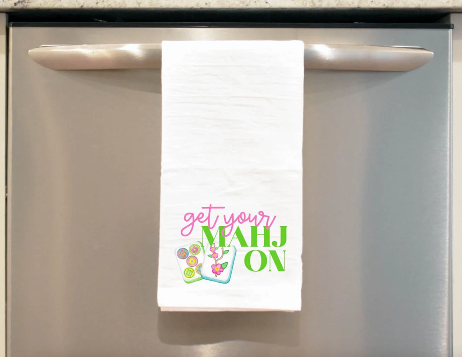 Get Your Mahjong On Tea Towel