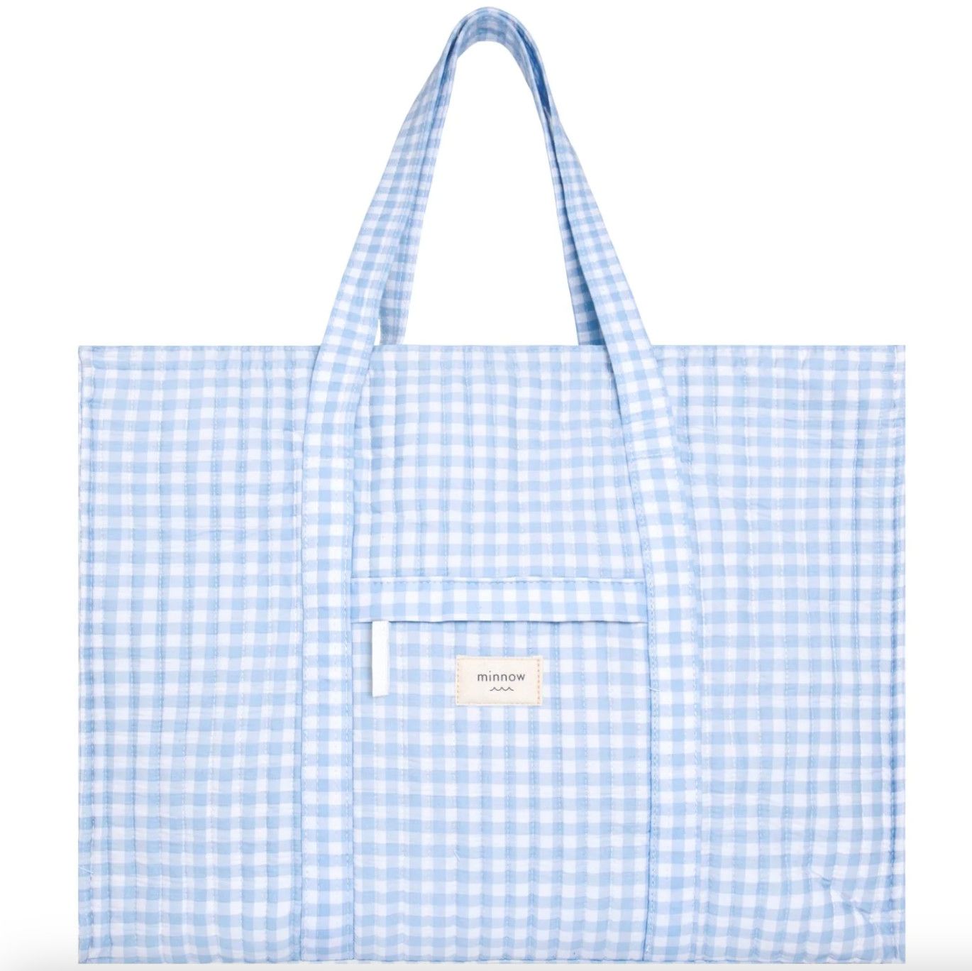 Minnow Oasis Blue Gingham Overnighter Tote