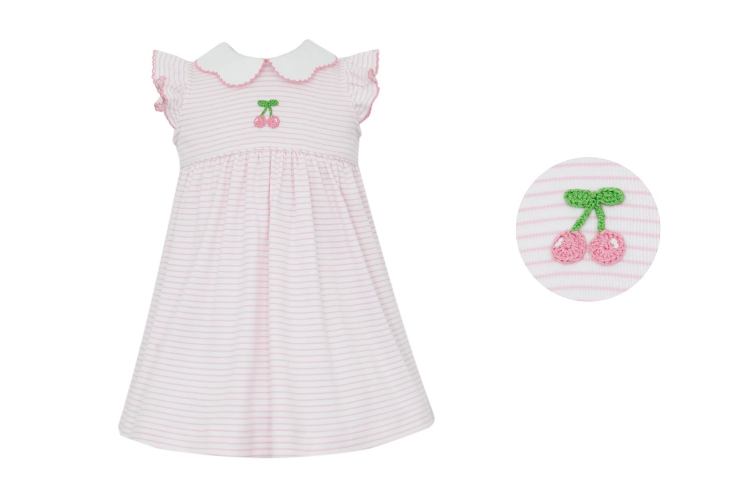 Cherries Pink Knit Stripe Dress