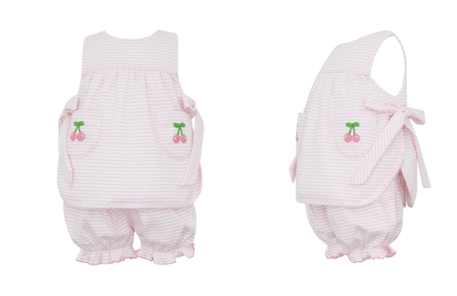 Cherries Pink Stripe Bloomer Set