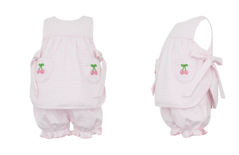 Cherries Pink Stripe Bloomer Set