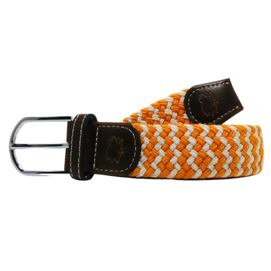 The Cumberland Woven Stretch Belt- Orange and White