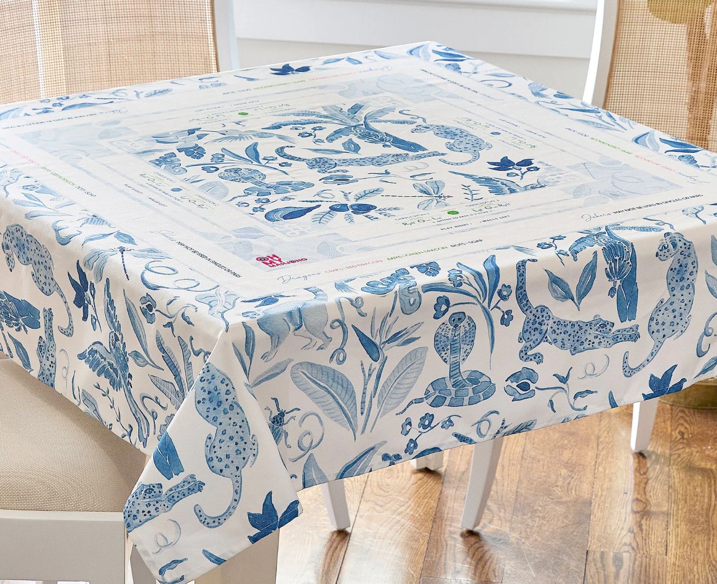 Amazon Blue Instructional Mahjong Tablecloth