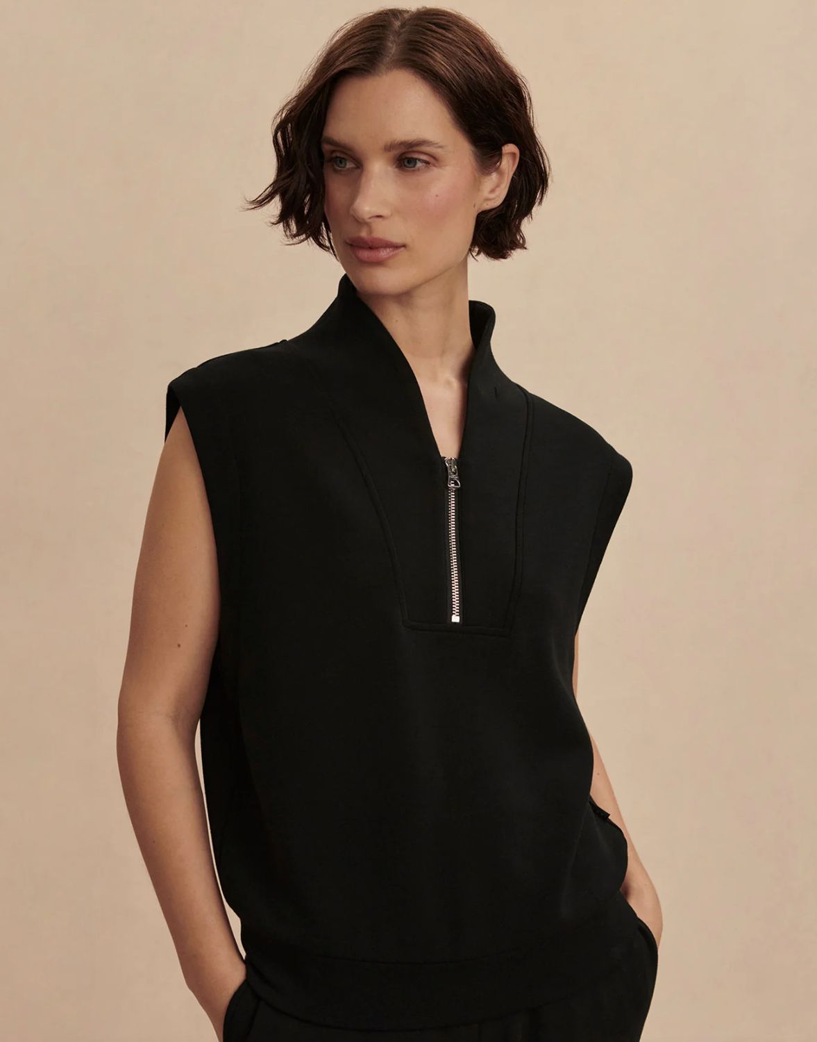 Loretta Half Zip- Black