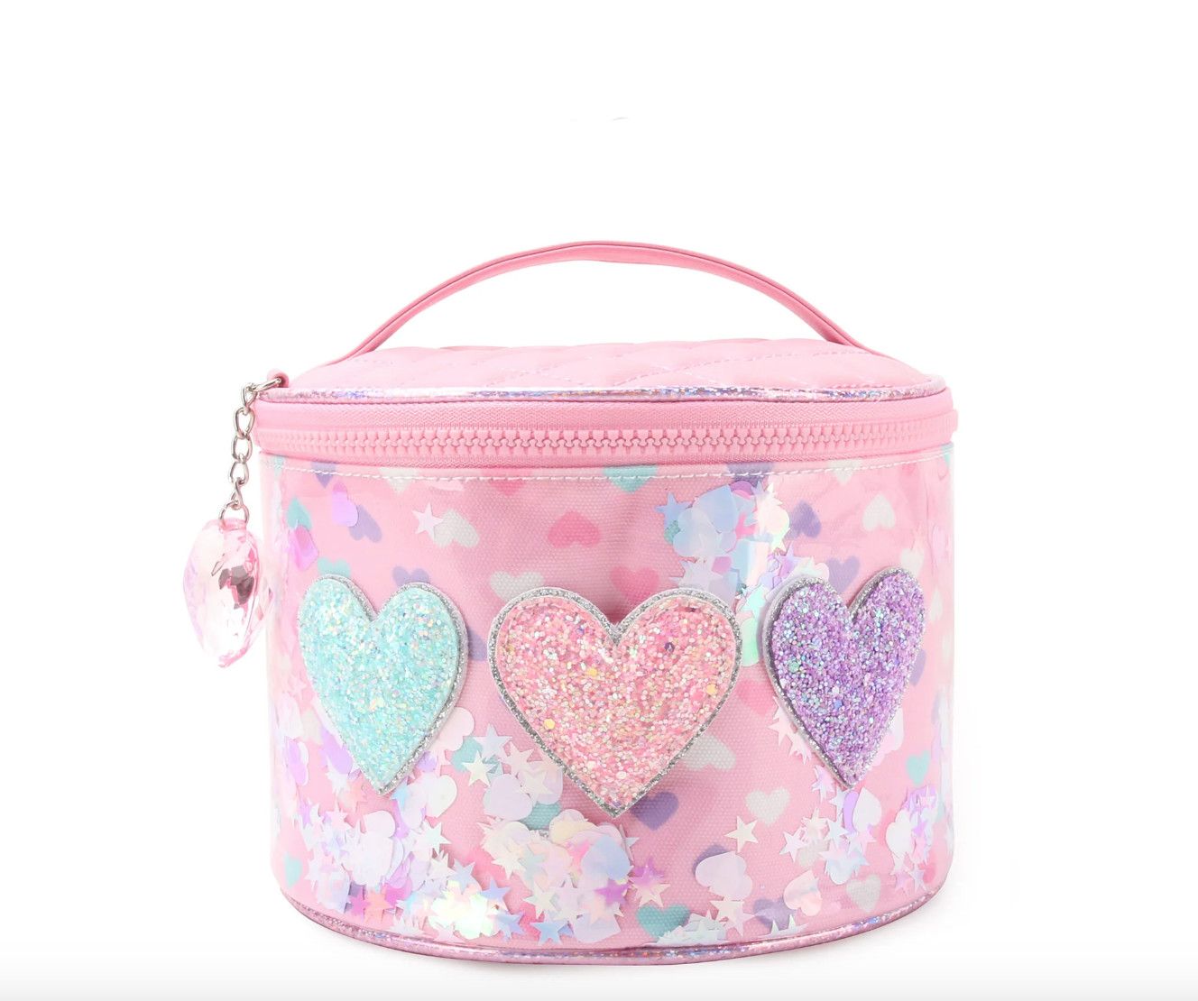 Confetti Hearts Pink Round Glam Bag