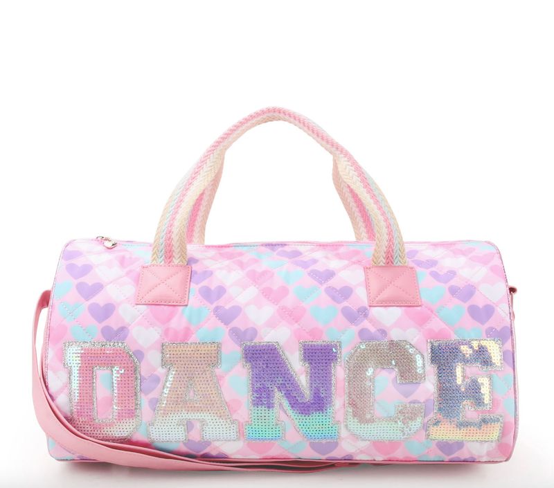 &#39;dance&#39; Heart Printed Large Barrel Duffle Bag