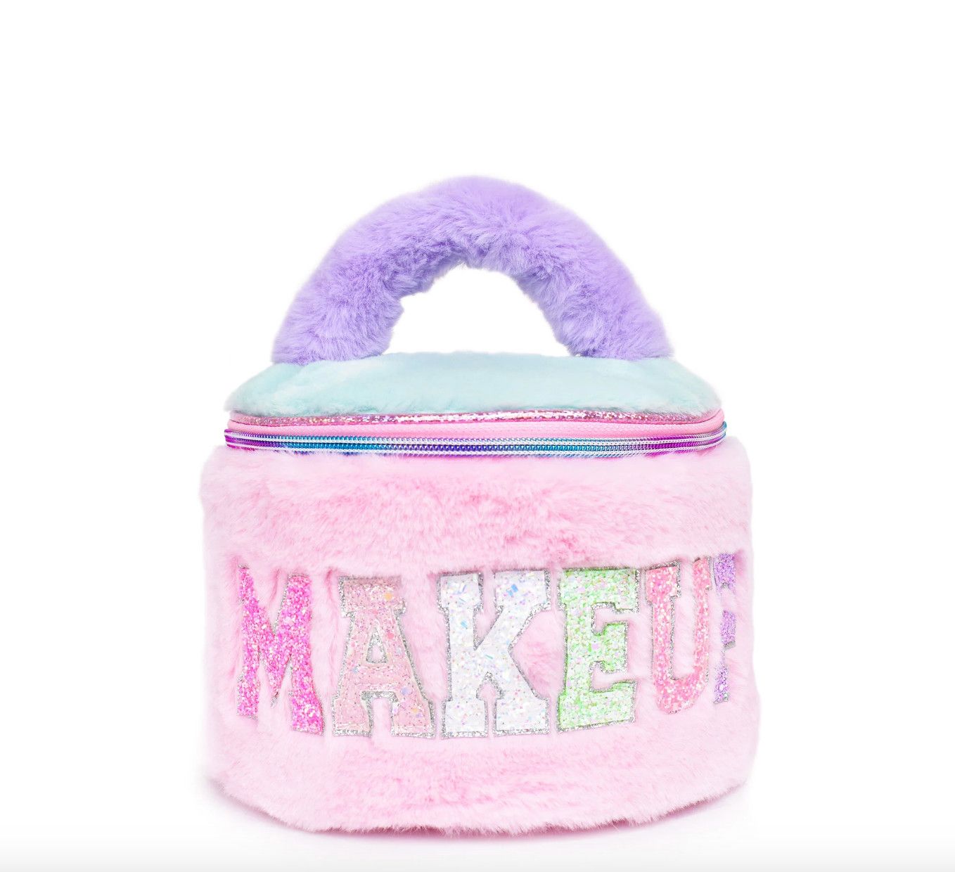 &#39;makeup&#39; Colorblocked Plush Rounded Glam Bag