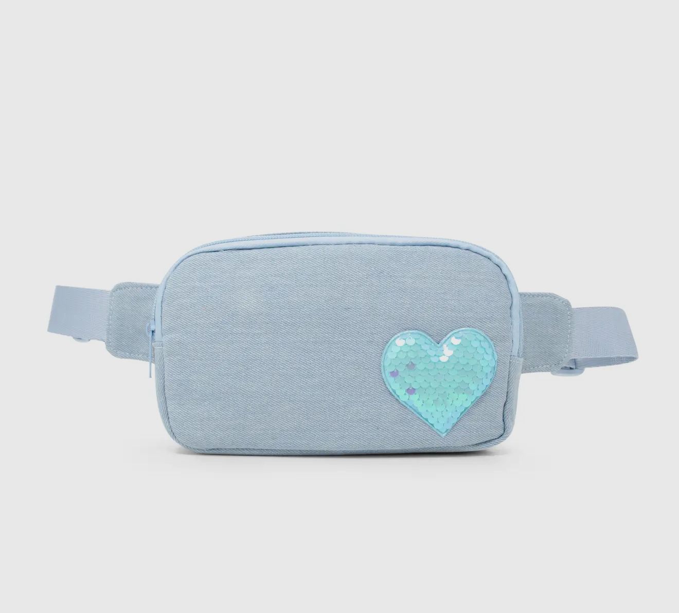 Sequin Heart Crossbody- Blue Denim