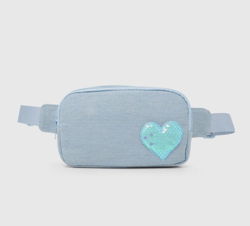 Sequin Heart Crossbody- Blue Denim