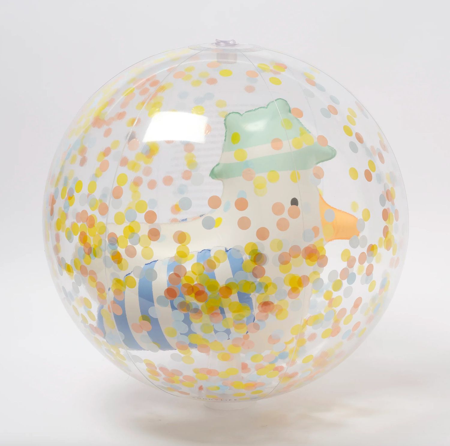 3D Inflatable Beach Ball Sid the Seagull Blue Stripe
