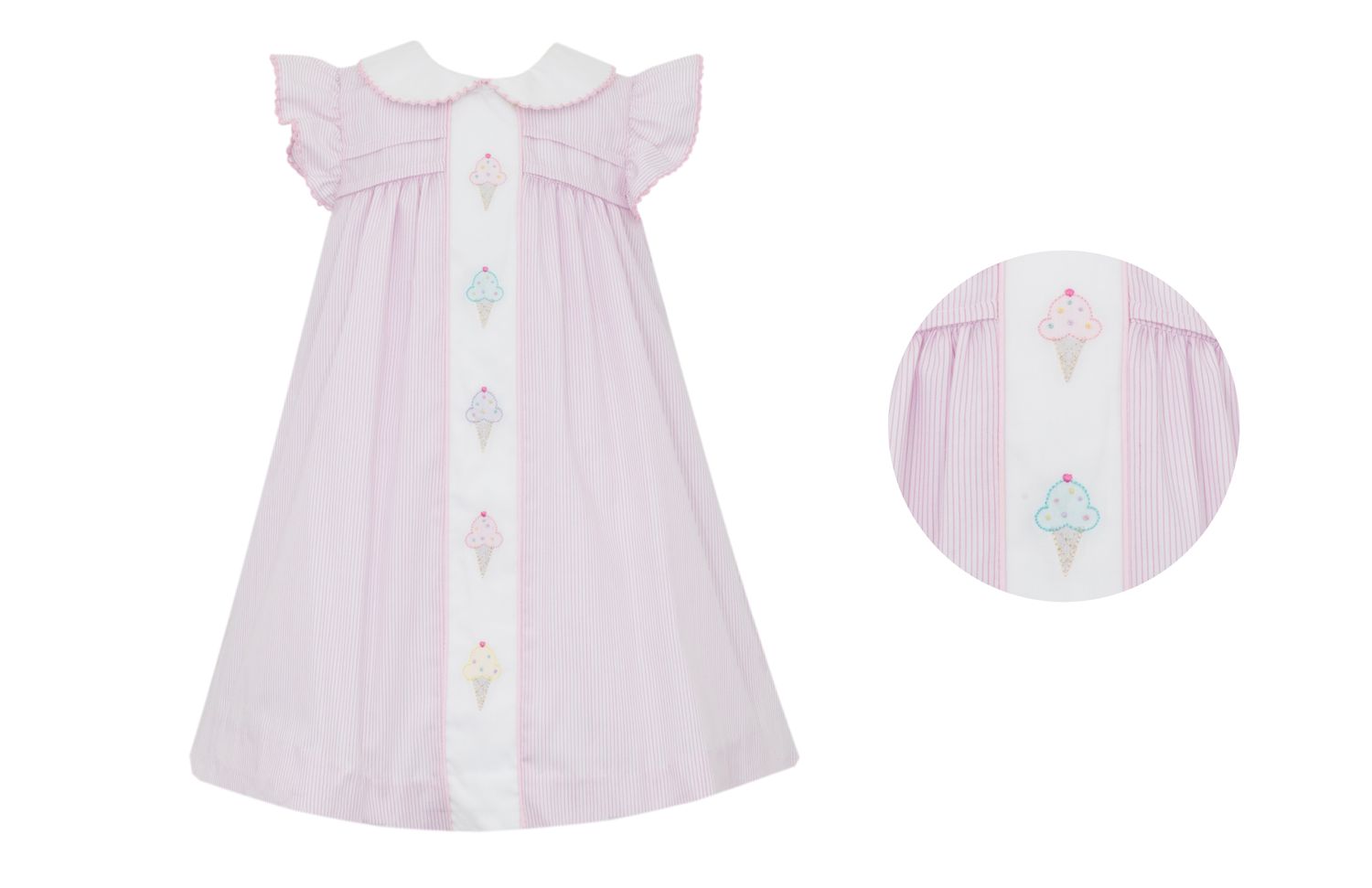 Ice Cream Pink Stripe Float Dress w/ Ruffle Sleeve 