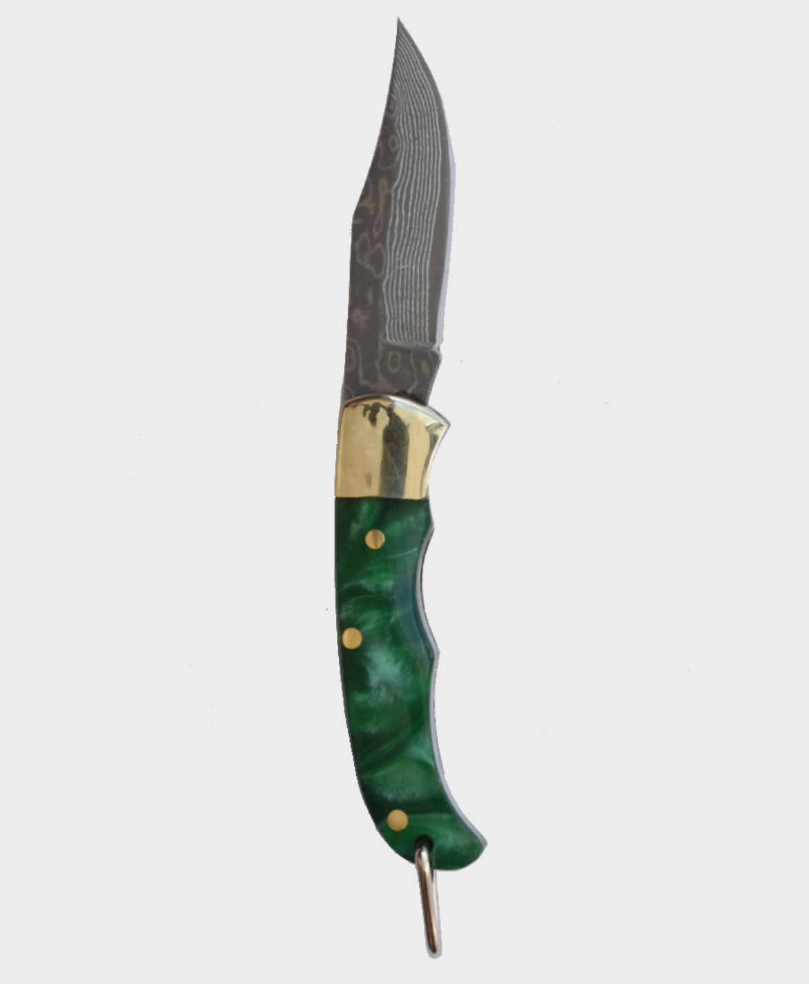 Green Resin Inlay Folding Knife