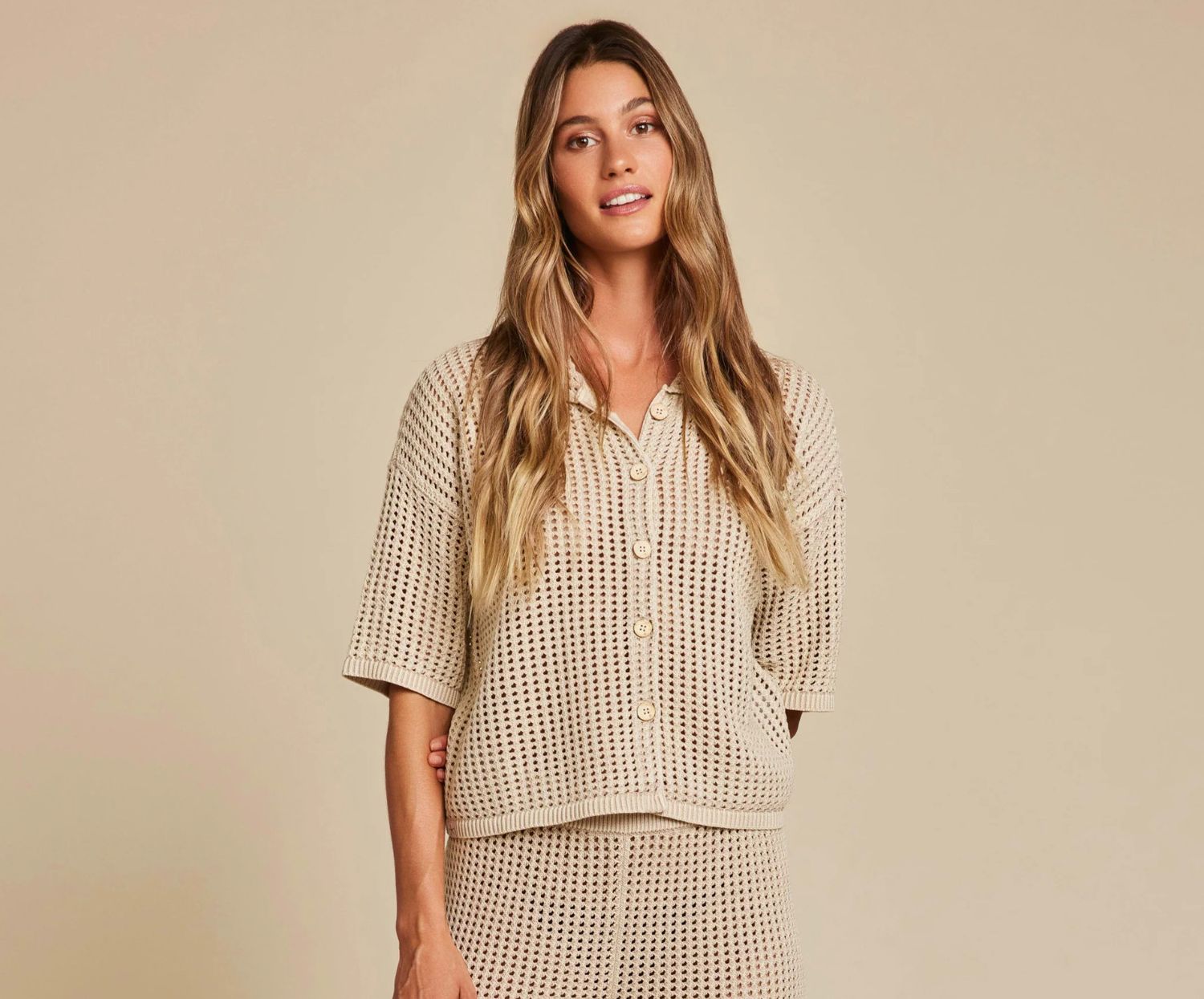 Sunbleached Buttoned Short Sleeve - Stone