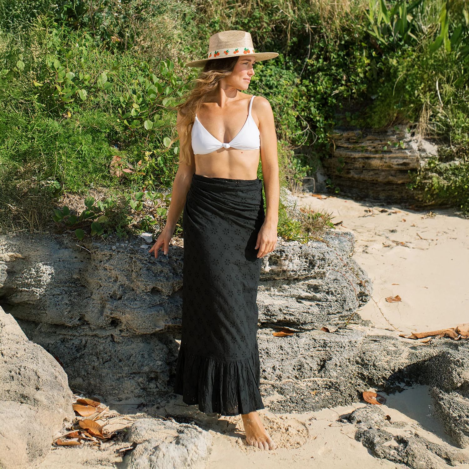 Black Eyelet Vienna Sarong (71&quot;)