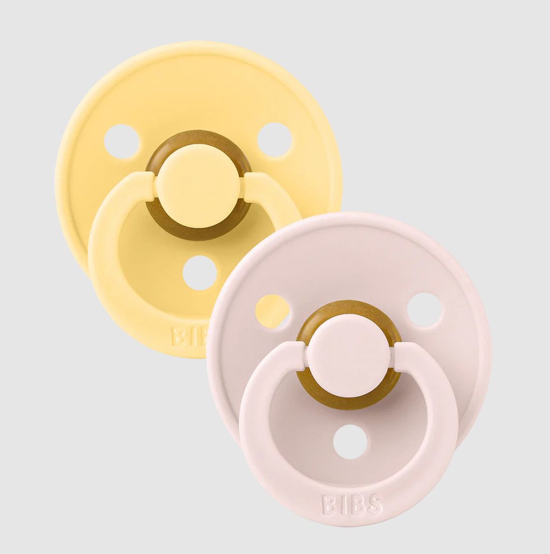 BIBS Pacifier Colour 2pk Latex Size 1 Pale Butter/Petal