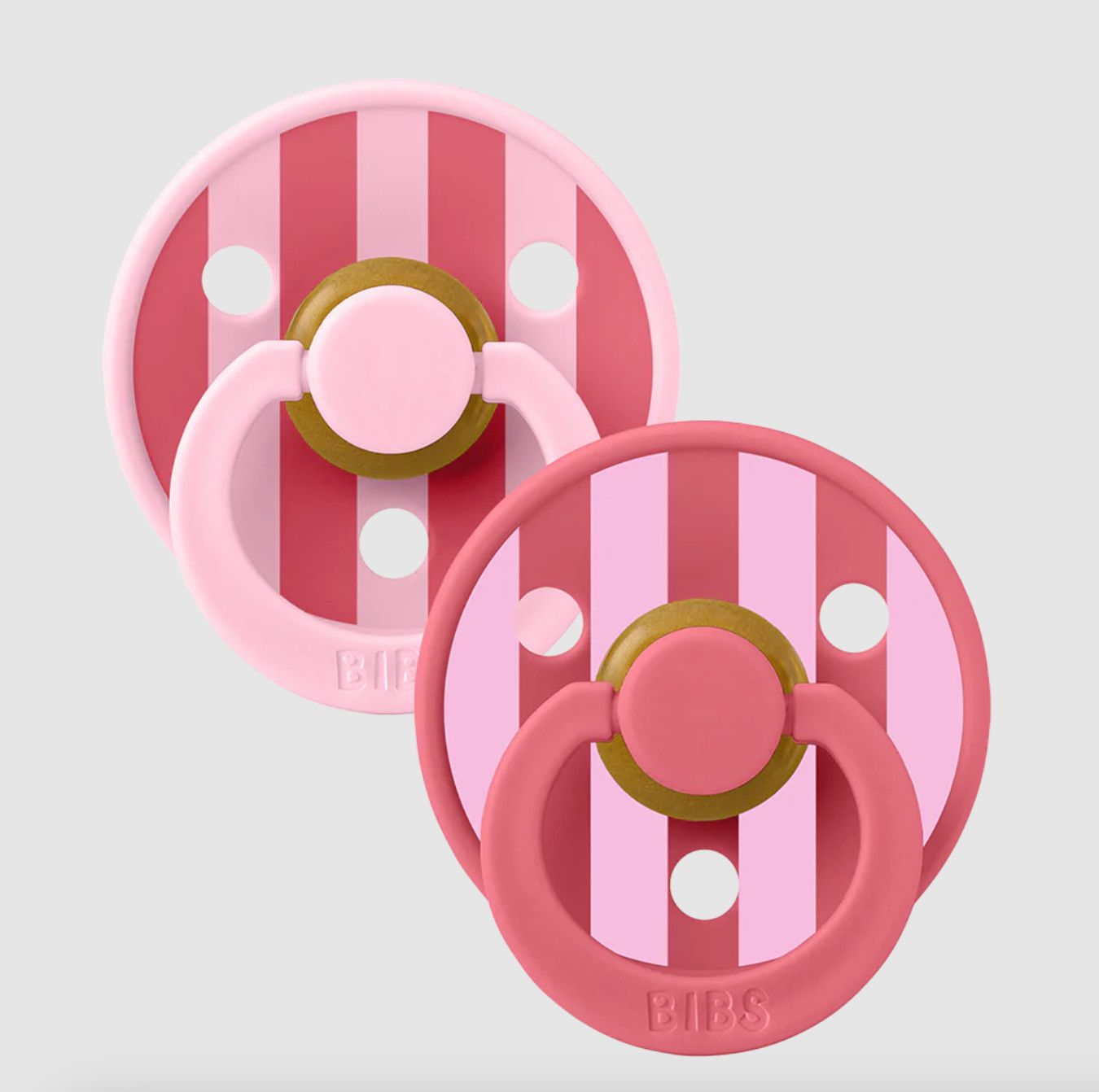BIBS Pacifier Studio Colour 2pk Block Latex Baby Pink/Coral Mix - Size 1