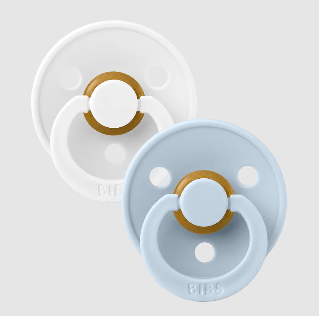 BIBS 2pk Latex Pacifier White/Baby Blue - Size 1