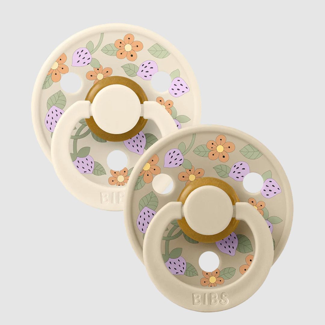 BIBS x LIBERTY 2pk Pacifiers Strawberries and Cream - Ivory Mix