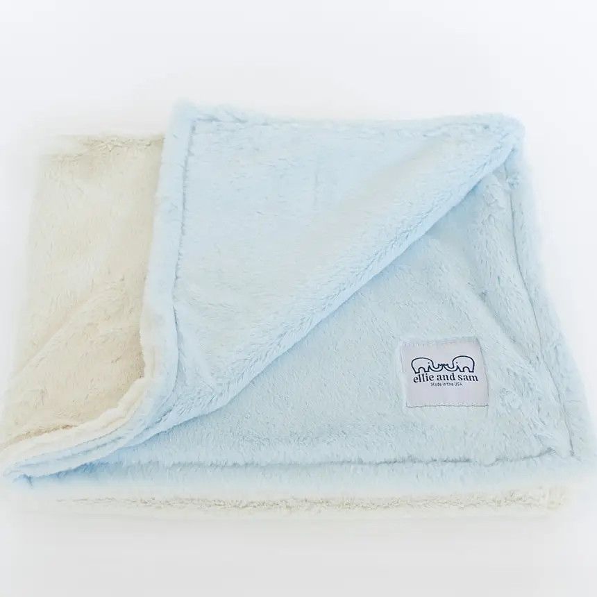 Luxury Duo Borderless Blanket - Blue / Ivory