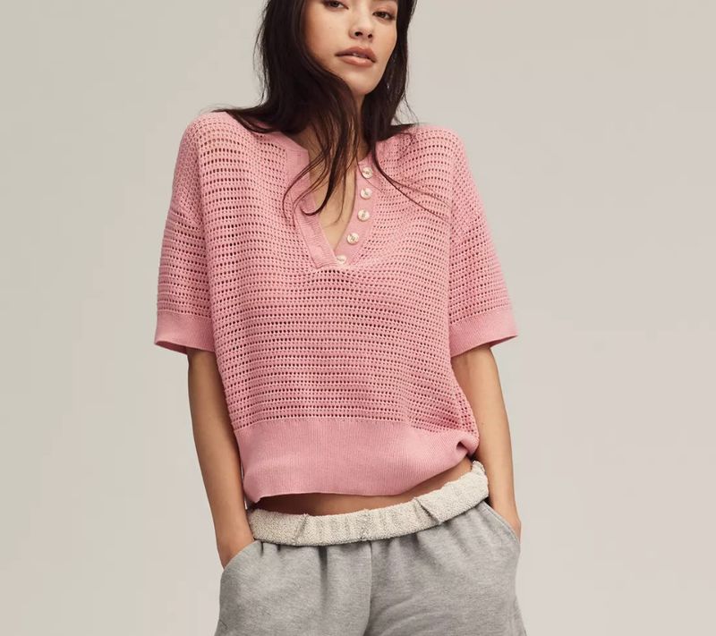 Varley Callie Knit Top- Sea Pink