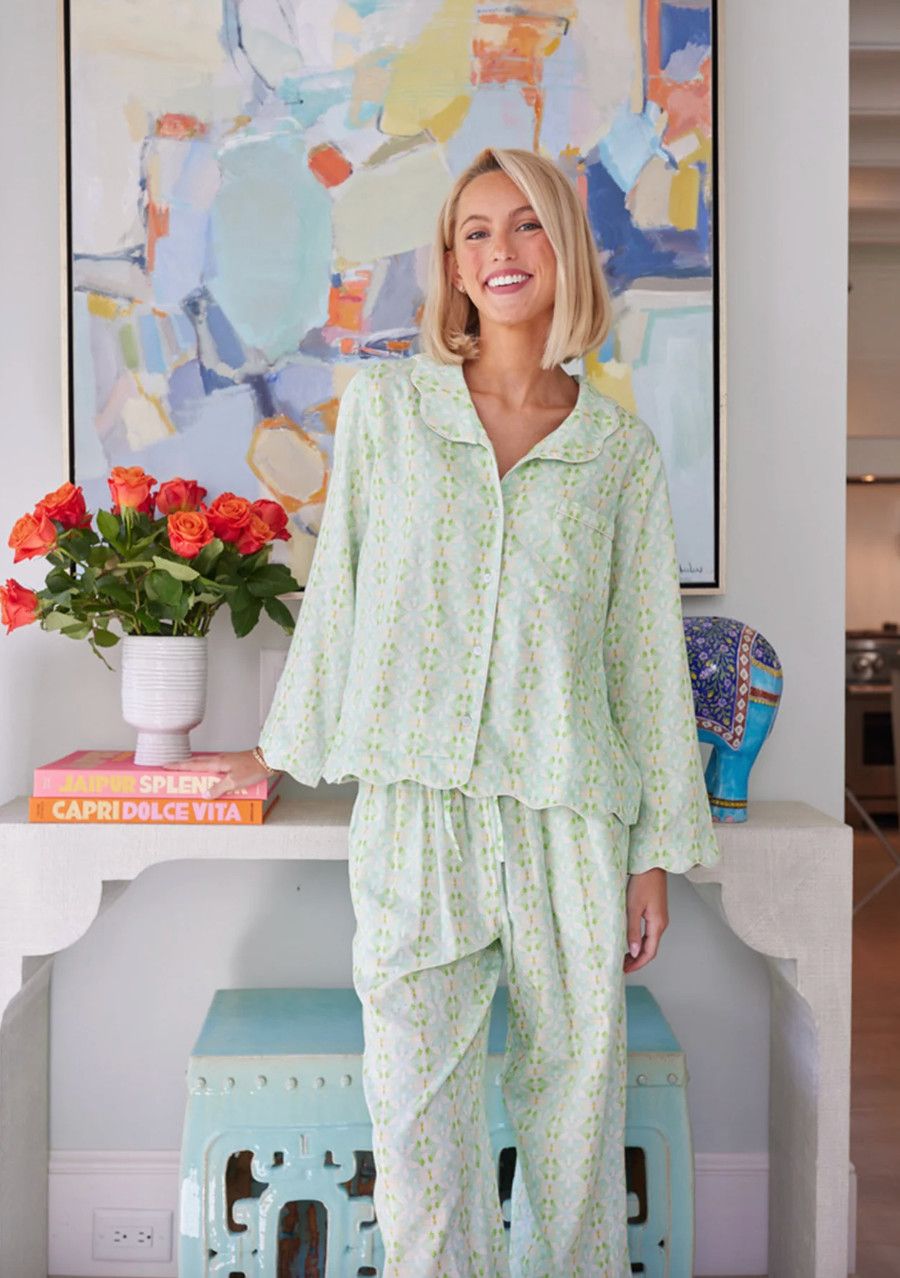 LP Scalloped Pajama Set Long- Elephant Falls
