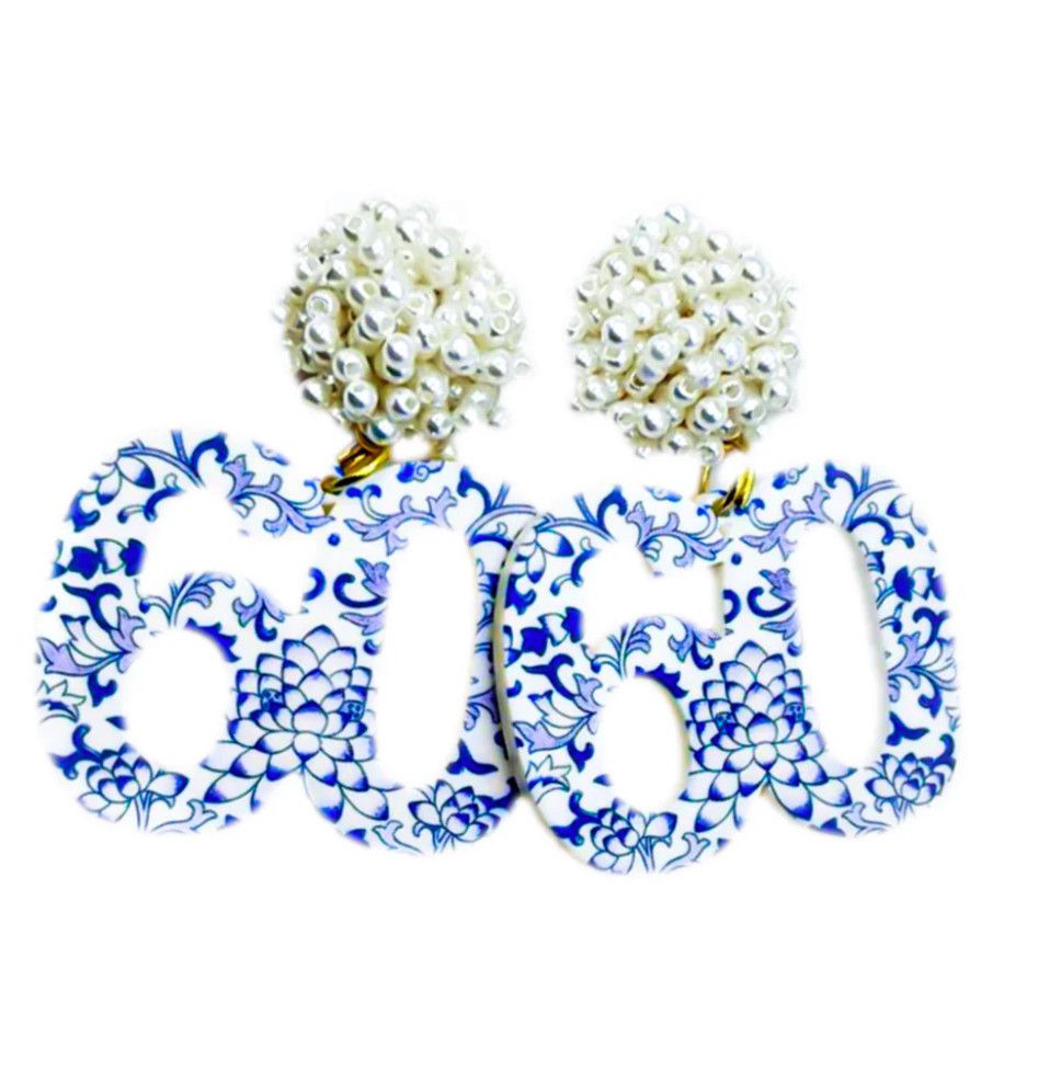 SC Blue &amp; White Milestone Birthday Earrings - 60