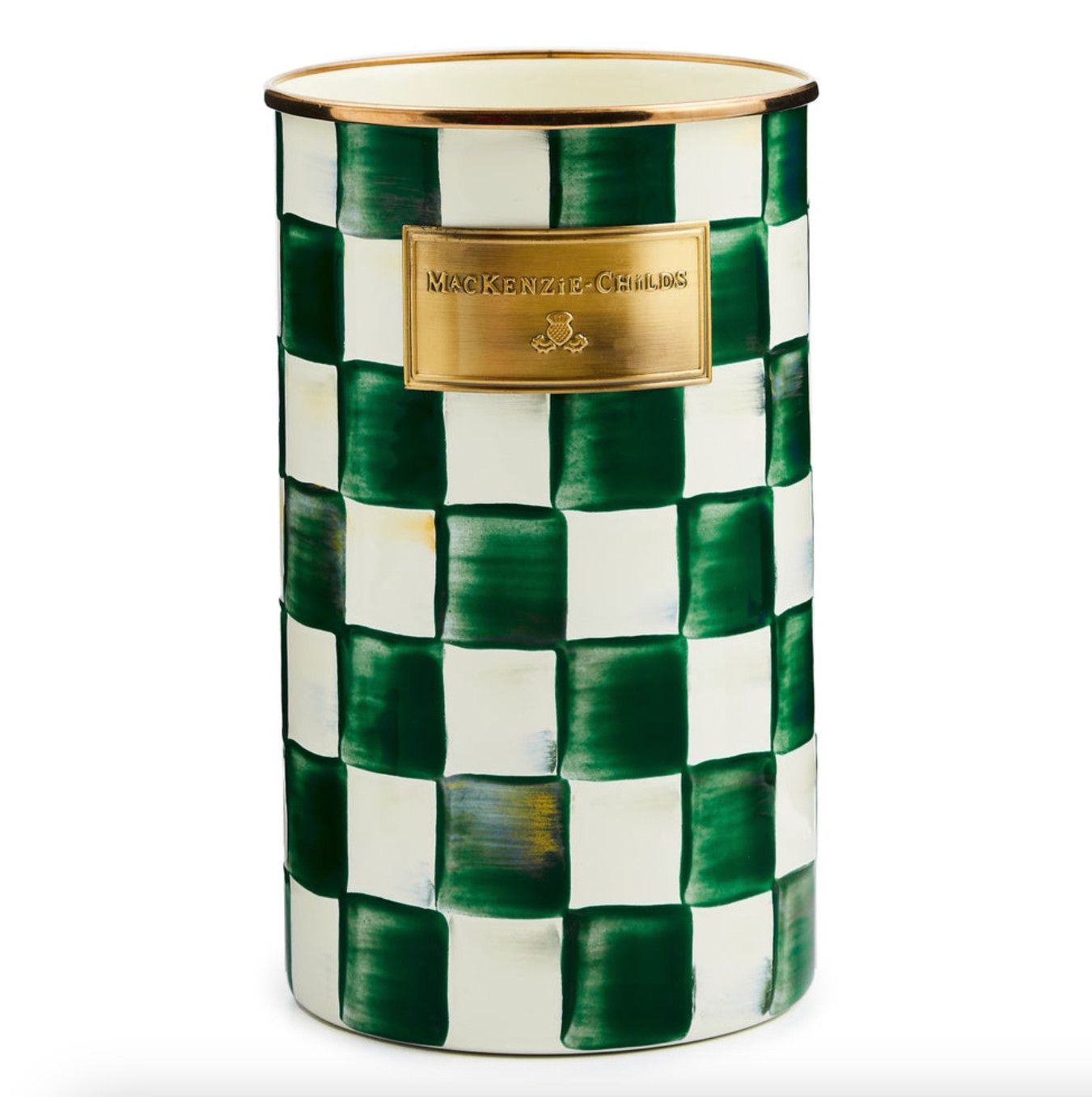 Emerald Check Utensil Holder