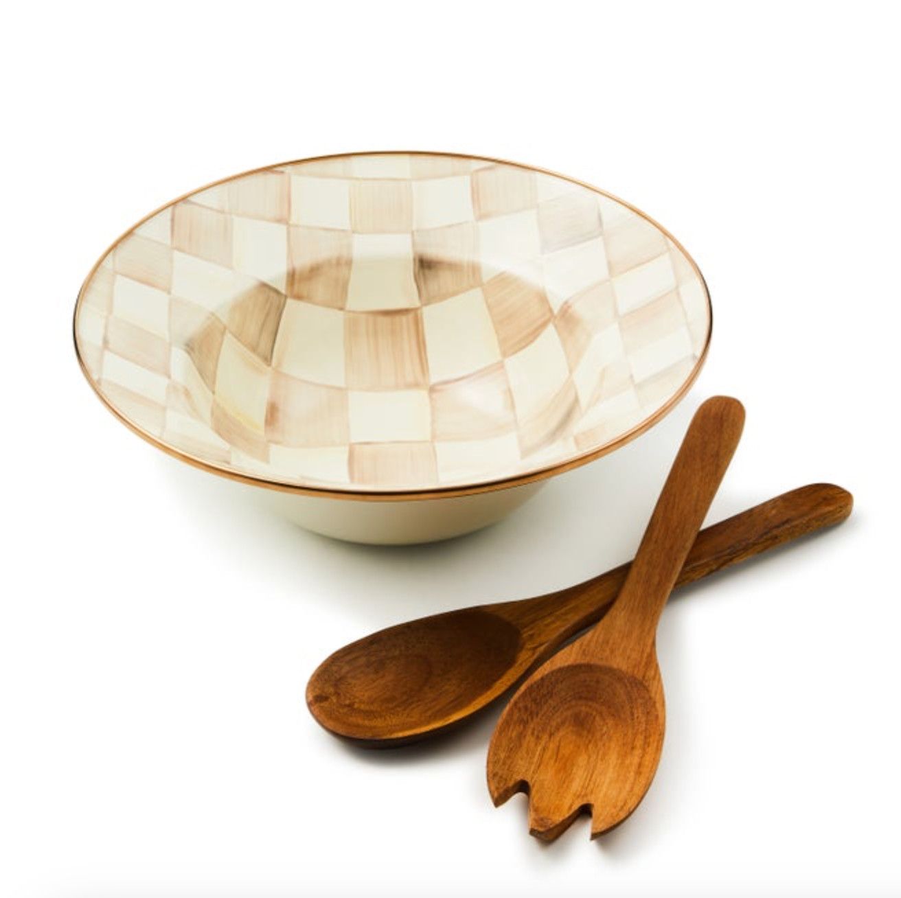 Mocha Check Salad Serving Set