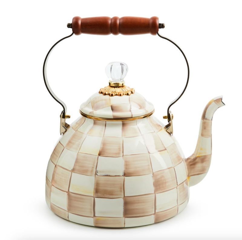 Mocha Check 3 Quart Tea Kettle