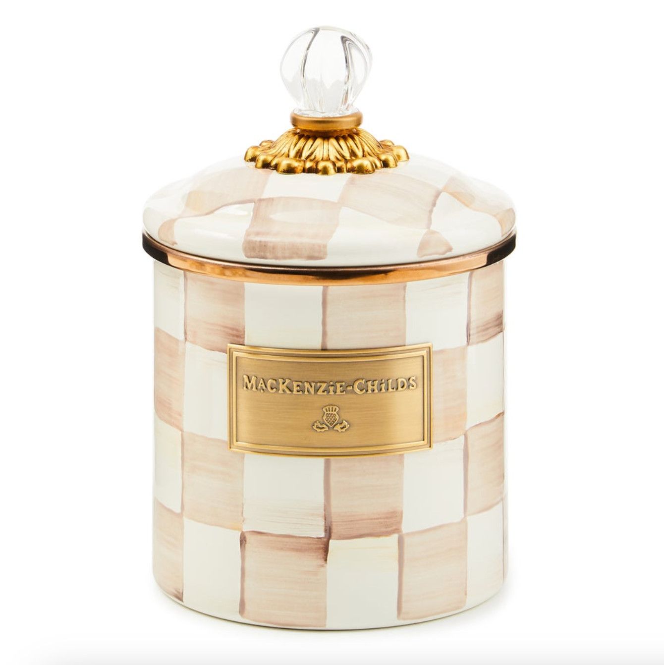 Mocha Check Small Canister