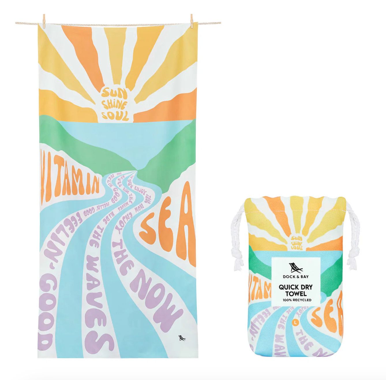 D&amp;B Quick Dry Towels/Seasonal Prints/Lg/ Vitamin Sea