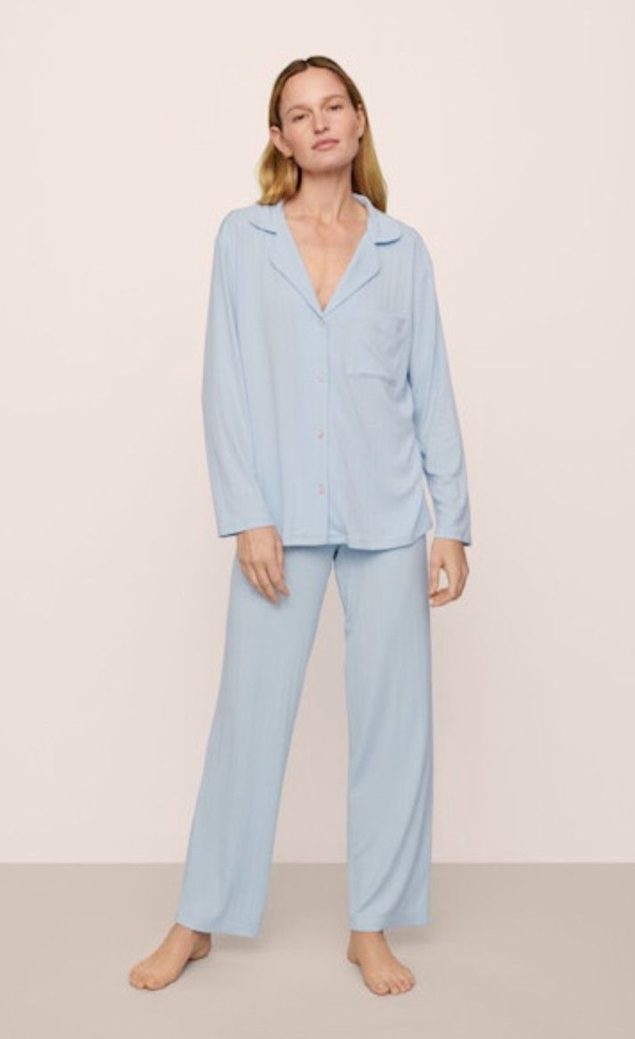 Gisele Rib Long PJ Set Nantucket Breeze