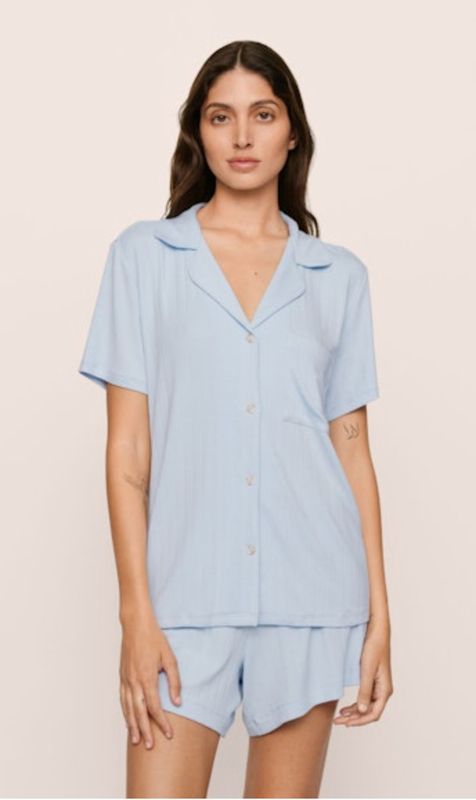 Gisele Rib Relaxed Short PJ Set Nantucket Breeze
