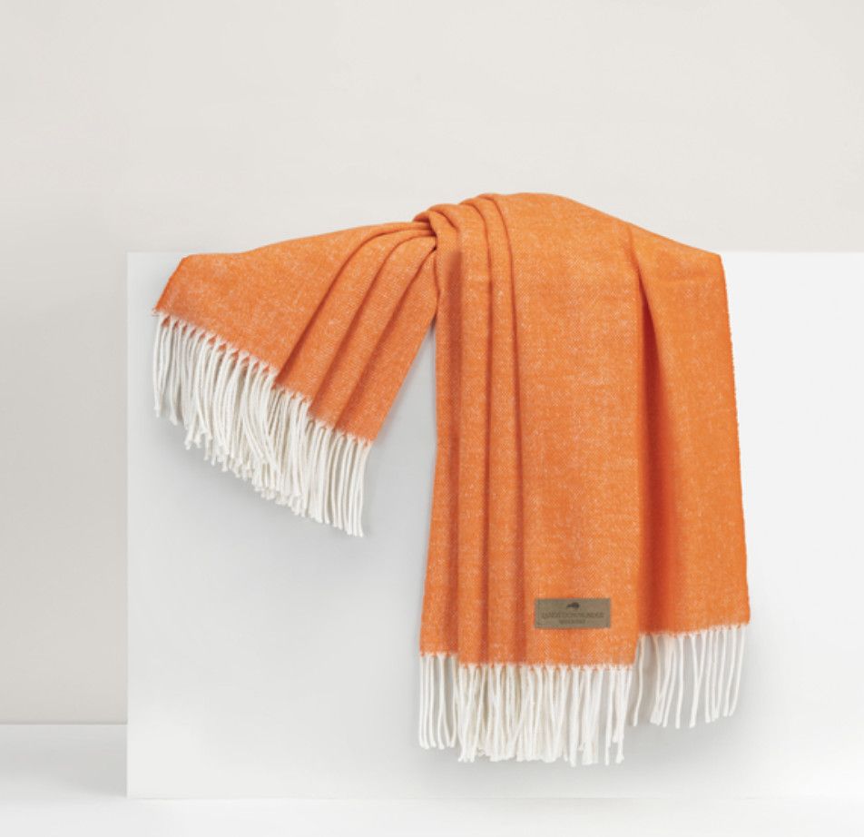 Italian Herringbone Throw Tangerine