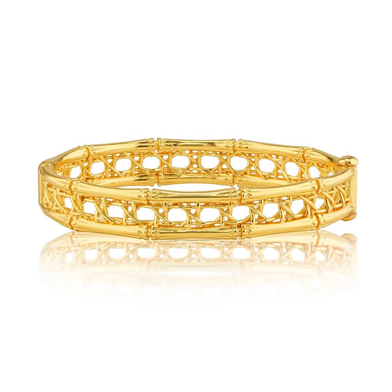 Veranda Caning Hinged Bangle- S/M Gold