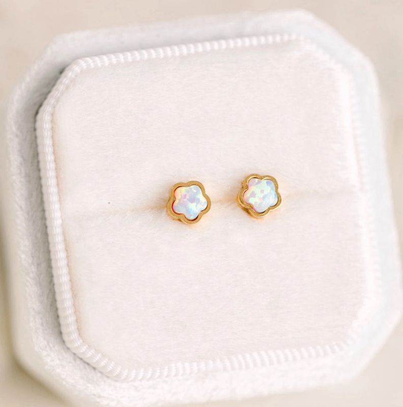 Flower Opal Stud Earrings