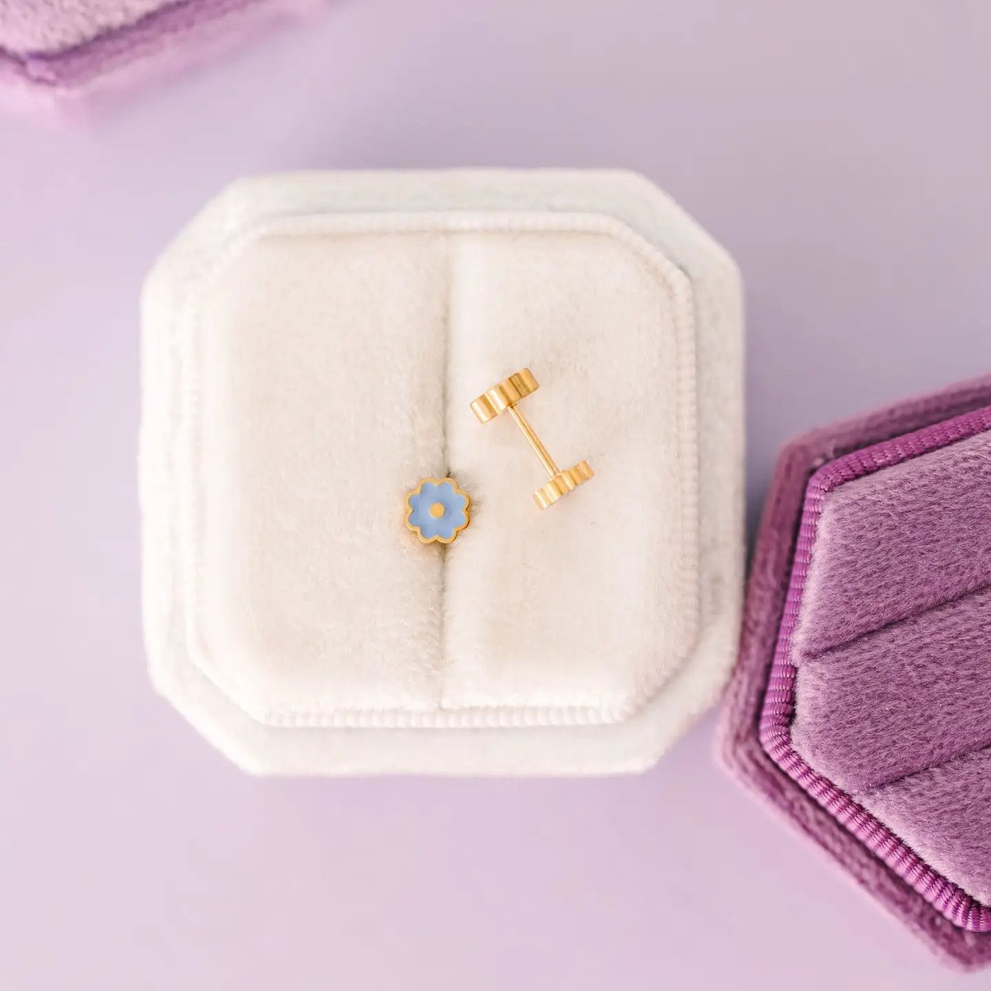 Tiny Blue Flower Stud Earrings