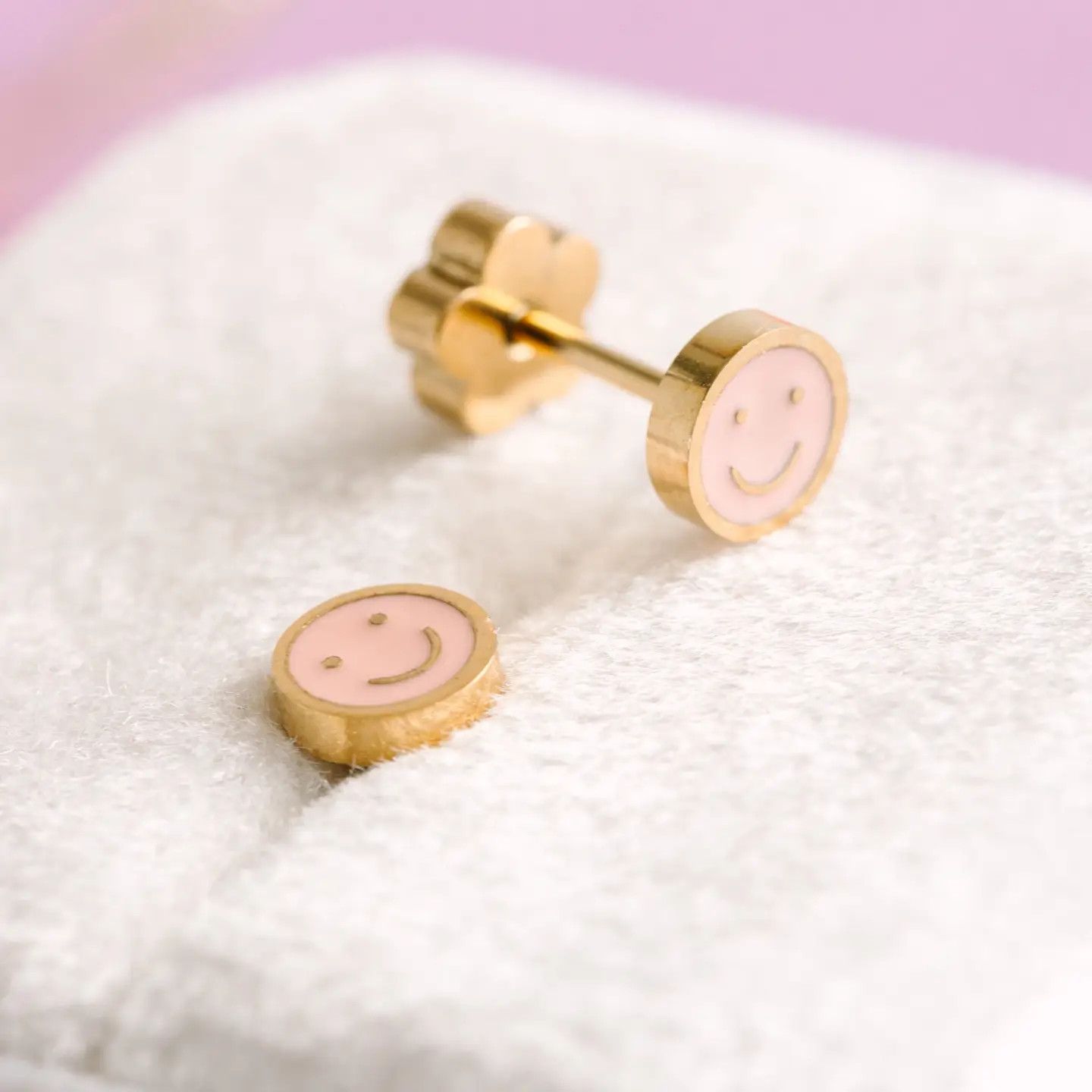 Tiny Smiley Stud Earrings