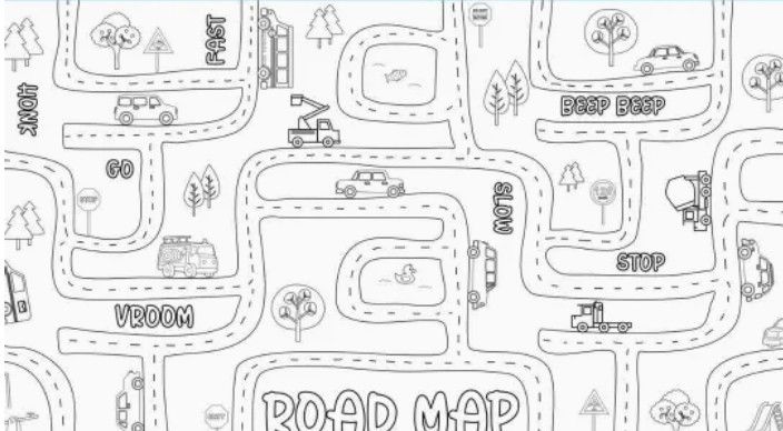 Coloring Tablecloth - Road Map