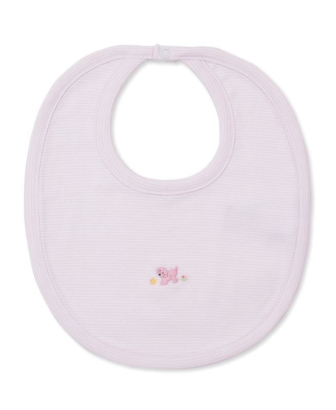 Premier Playful Pups Pink Bib w/ Hand Emb Stripe
