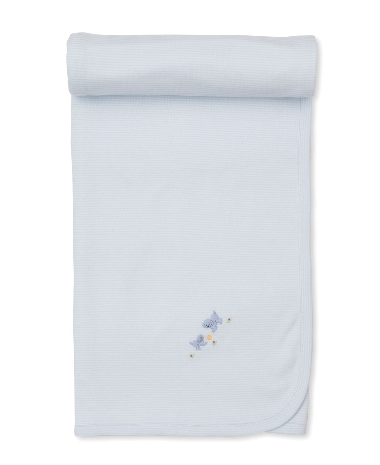 Premier Playful Pups Blue Blanket w/ Hand Emb Stripe