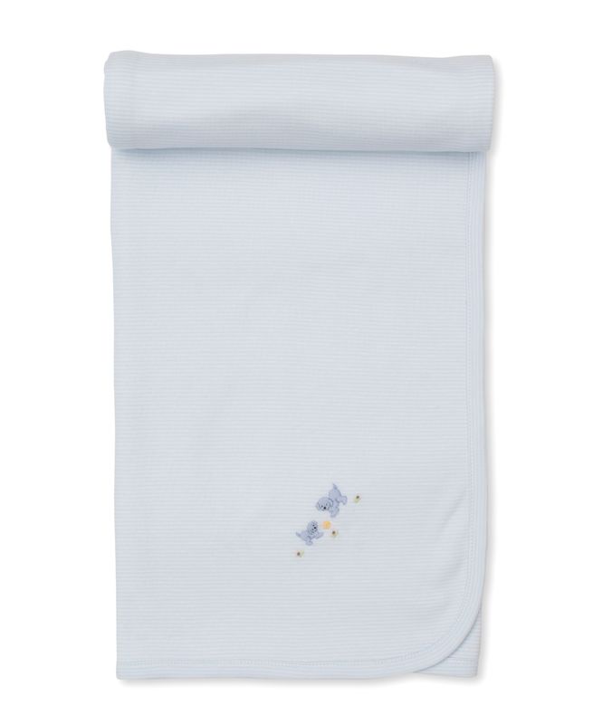 Premier Playful Pups Blue Blanket w/ Hand Emb Stripe