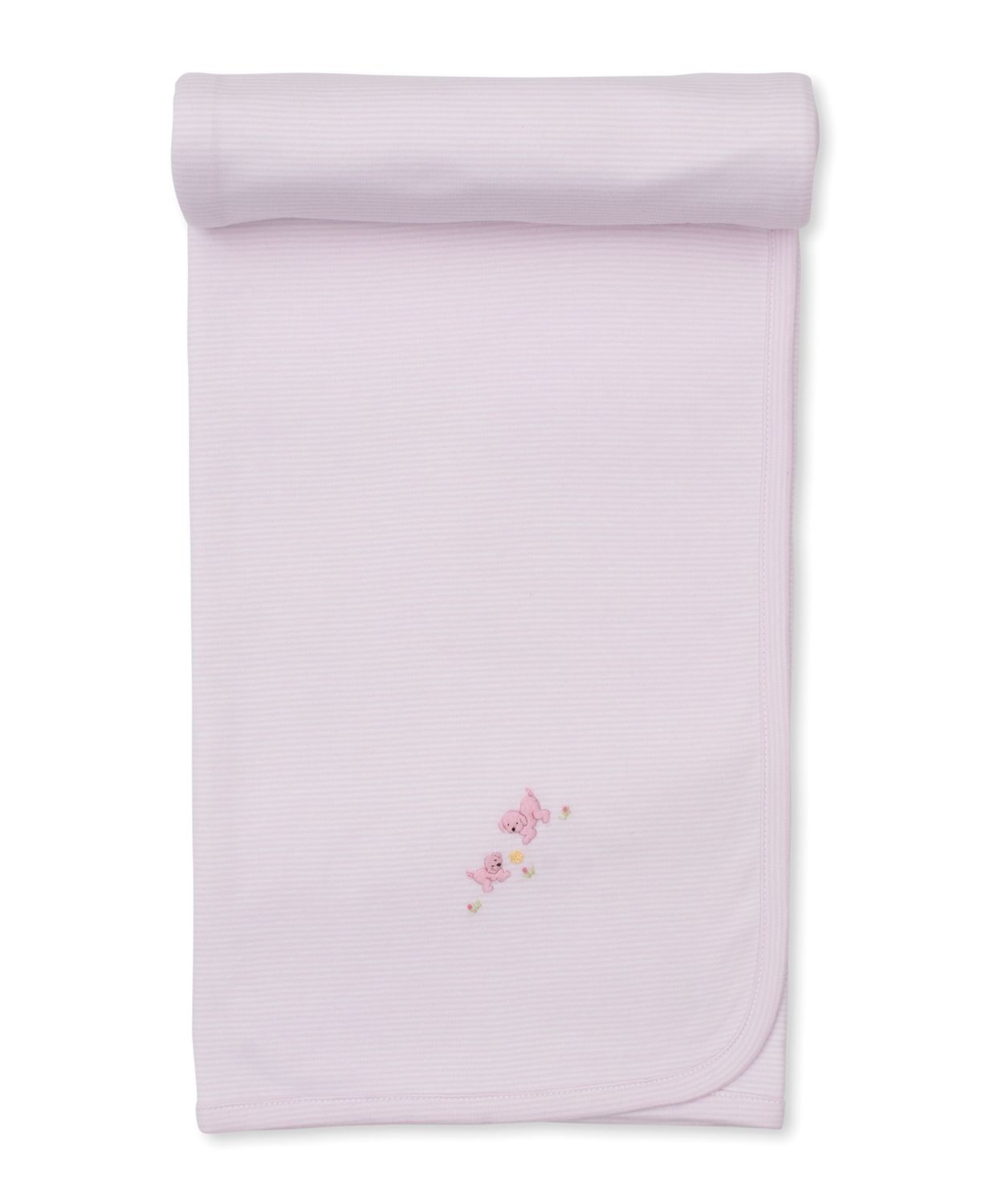 Premier Playful Pups Pink Blanket w/ Hand Emb Stripe