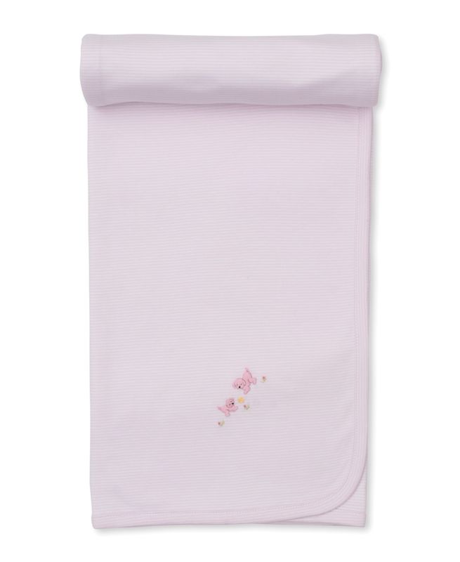 Premier Playful Pups Pink Blanket w/ Hand Emb Stripe
